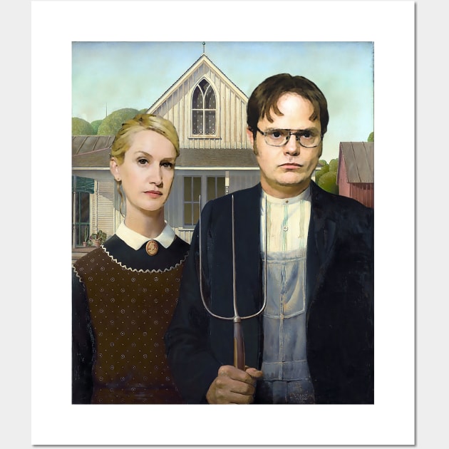 Dwight and Angela (American Gothic) Wall Art by DavidLoblaw